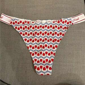 PINK Victoria's Secret Red and Blue Patterned Panties